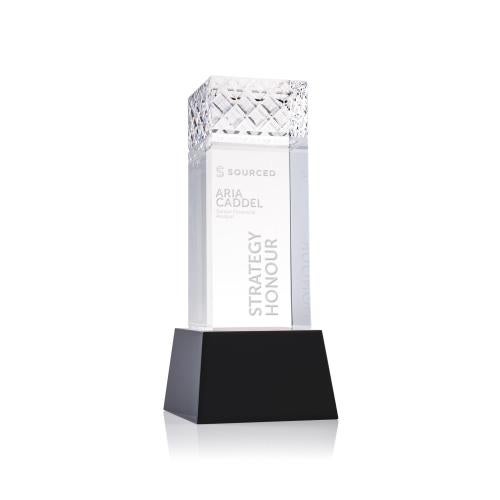 Awards and Trophies - Crystal Awards - Velson Black on Base Towers Crystal Award