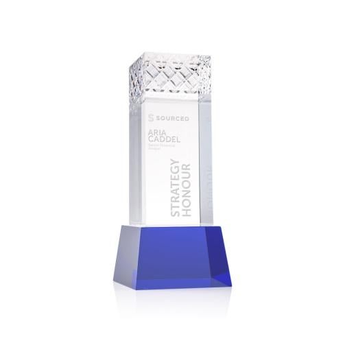 Awards and Trophies - Crystal Awards - Velson Blue on Base Towers Crystal Award
