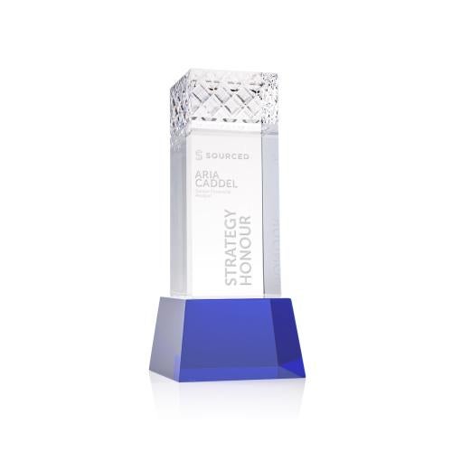 Awards and Trophies - Crystal Awards - Velson Blue on Base Towers Crystal Award