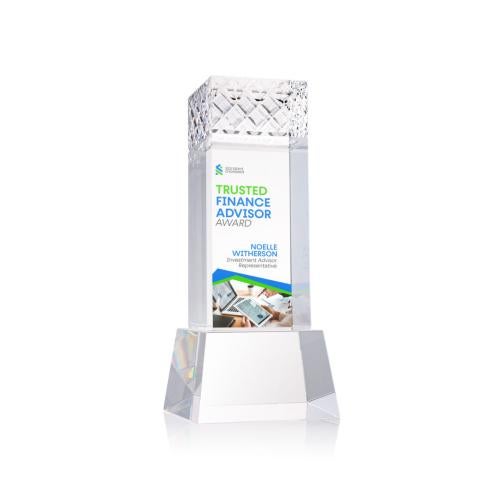 Awards and Trophies - Crystal Awards - Velson Full Color Clear on Base Towers Crystal Award