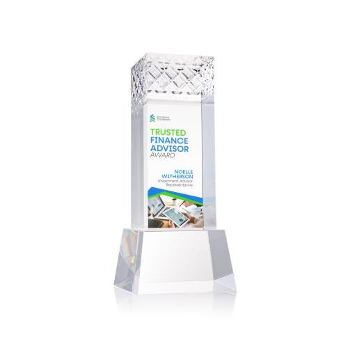 Awards and Trophies - Crystal Awards - Velson Full Color Clear on Base Towers Crystal Award