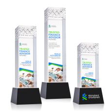 Velson Full Color Black on Base Towers Crystal Award - Full Color Imprint