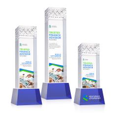 Velson Full Color Blue on Base Towers Crystal Award - Full Color Imprint