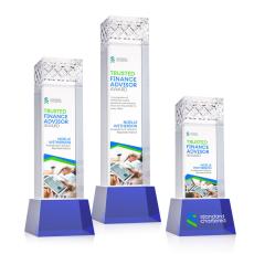 Velson Full Color Blue on Base Towers Crystal Award - Colored Crystal Awards