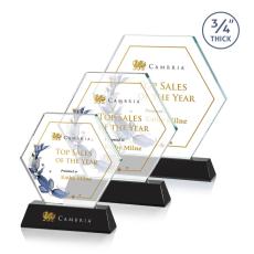 Ralston Full Color Black Polygon Crystal Award - Full Color Imprint