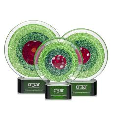 Employee Gifts - On Target Circle on Green Base Glass Award