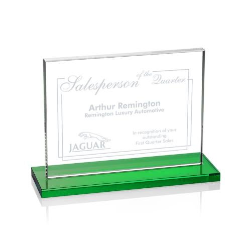 Awards and Trophies - Crystal Awards - Emperor Green (Horiz) Rectangle Crystal Award