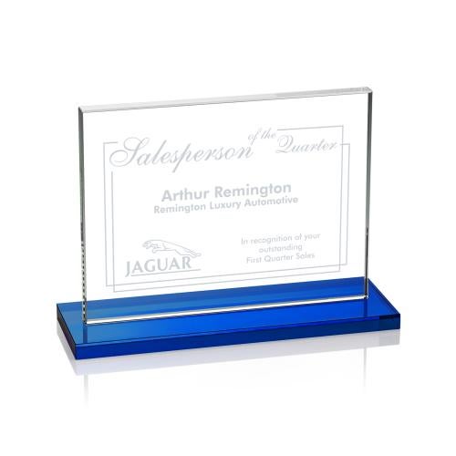 Awards and Trophies - Crystal Awards - Emperor Blue (Horiz) Rectangle Crystal Award