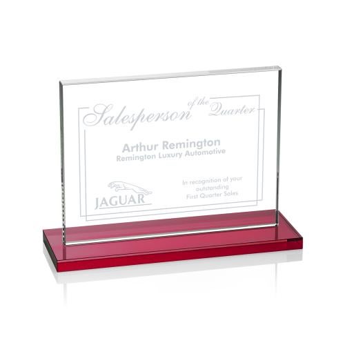 Awards and Trophies - Crystal Awards - Emperor Red (Horiz) Rectangle Crystal Award