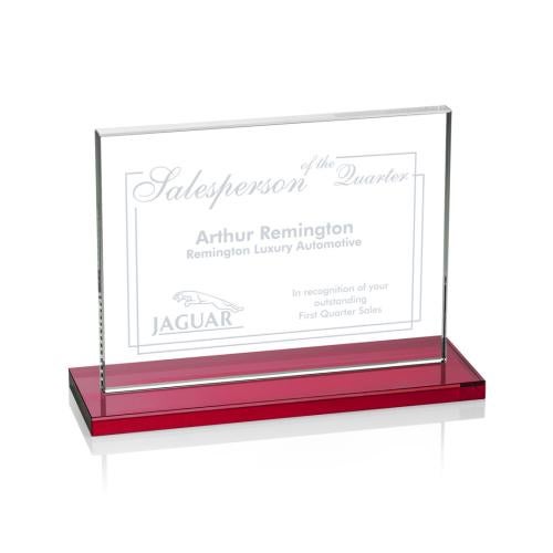 Awards and Trophies - Crystal Awards - Emperor Red (Horiz) Rectangle Crystal Award