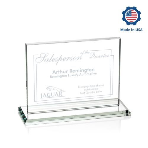 Awards and Trophies - Crystal Awards - Emperor Made in USA (Horiz) Rectangle Crystal Award