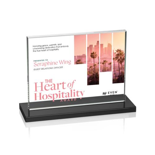 Awards and Trophies - Crystal Awards - Emperor Full Color Black (Horiz) Rectangle Crystal Award