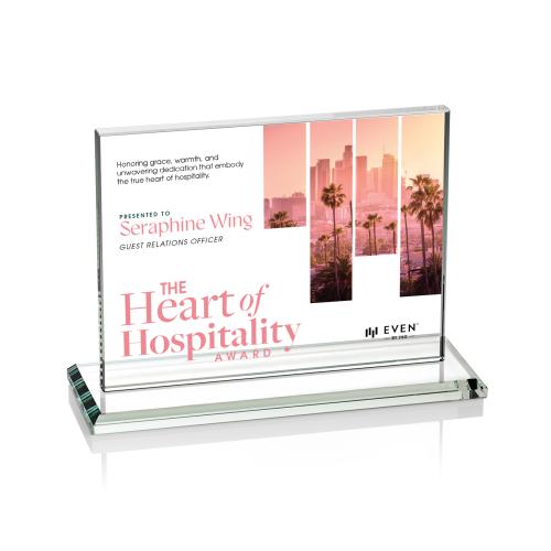 Awards and Trophies - Crystal Awards - Emperor Full Color Starfire (Horiz) Rectangle Crystal Award