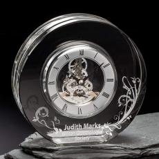 New York Clock Silver Circle Crystal Award - Crystal Awards