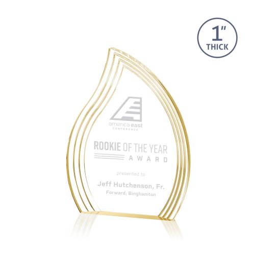 Awards and Trophies - Acrylic Awards - Tidworth Gold Flame Acrylic Award