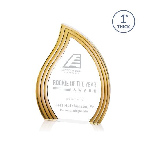 Awards and Trophies - Acrylic Awards - Tidworth Blaze Gold Flame Acrylic Award