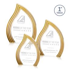 Tidworth Blaze Gold Flame Acrylic Award - Acrylic Awards
