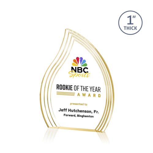 Awards and Trophies - Acrylic Awards - Tidworth Full Color Gold Flame Acrylic Award
