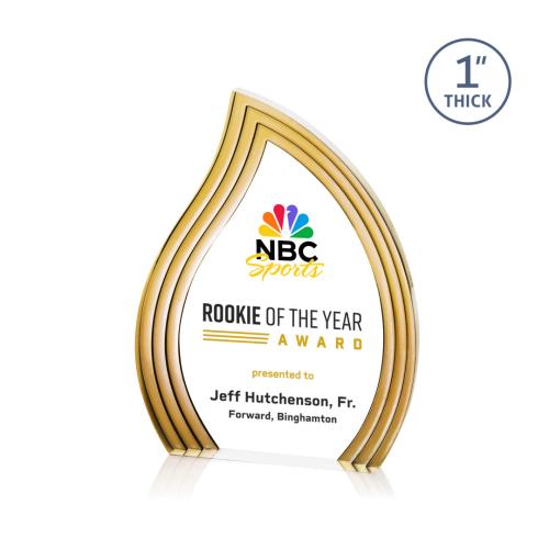 Awards and Trophies - Acrylic Awards - Tidworth Blaze Full Color Gold Flame Acrylic Award