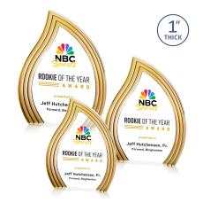 Tidworth Blaze Full Color Gold Flame Acrylic Award - Full Color Imprint
