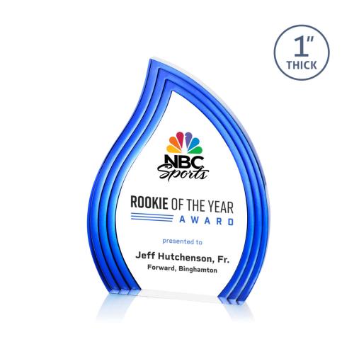 Awards and Trophies - Acrylic Awards - Tidworth Blaze Full Color Blue Flame Acrylic Award