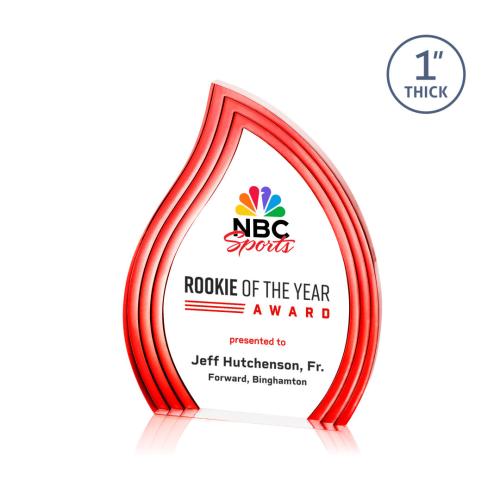 Awards and Trophies - Acrylic Awards - Tidworth Blaze Full Color Red Flame Acrylic Award