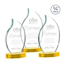 Croydon Gold on Alberton Base Flame Crystal Award - Awards and Trophies