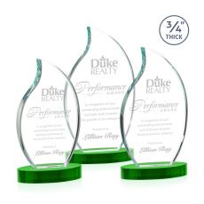 Croydon Green on Alberton Base Flame Crystal Award - Colored Crystal Awards