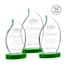 Croydon Green on Alberton Base Flame Crystal Award - Crystal Awards