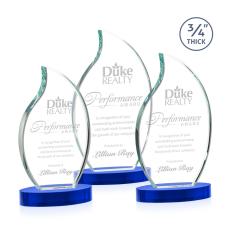 Croydon Blue on Alberton Base Flame Crystal Award - Colored Crystal Awards