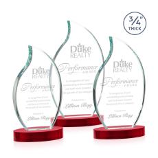 Croydon Red on Alberton Base Flame Crystal Award - Colored Crystal Awards