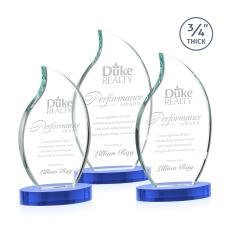 Croydon Sky Blue on Alberton Base Flame Crystal Award - Crystal Awards
