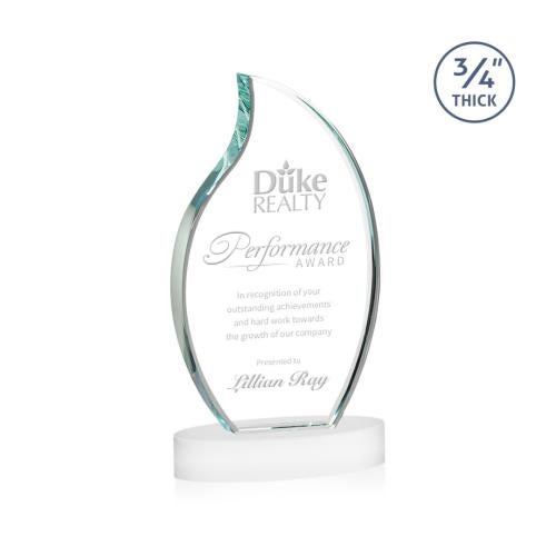 Awards and Trophies - Crystal Awards - Croydon White on Alberton Base Flame Crystal Award