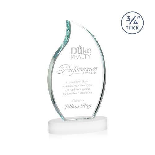 Awards and Trophies - Crystal Awards - Croydon White on Alberton Base Flame Crystal Award