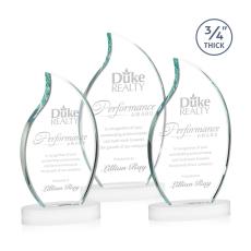 Croydon White on Alberton Base Flame Crystal Award - Awards and Trophies