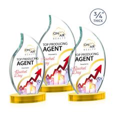 Croydon Full Color Gold on Alberton Base Flame Crystal Award - Full Color Imprint
