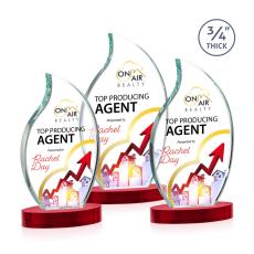 Croydon Full Color Red on Alberton Base Flame Crystal Award - Colored Crystal Awards