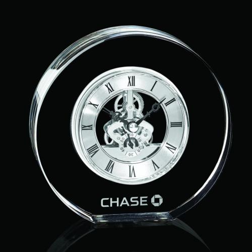Awards and Trophies - Crystal Awards - Wilkes Clock - Silver