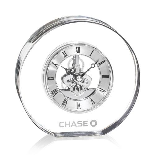 Awards and Trophies - Crystal Awards - Wilkes Clock - Silver