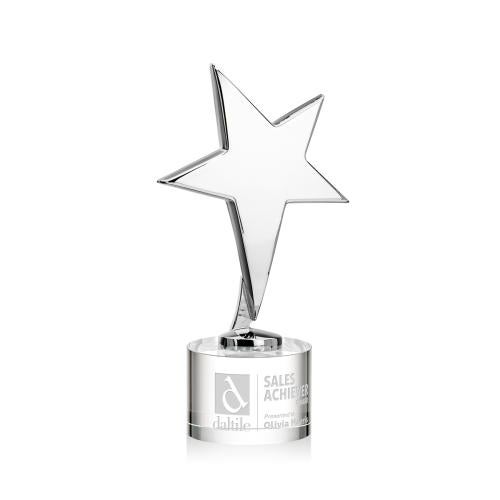 Awards and Trophies - Metal Awards - Tuscany Chrome Star on Marvel Base - Clear