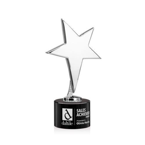 Awards and Trophies - Metal Awards - Tuscany Chrome Star on Marvel Base - Black