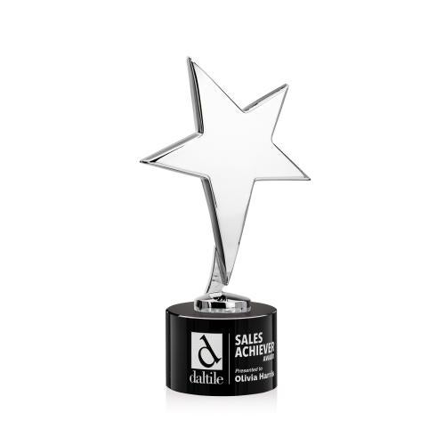 Awards and Trophies - Metal Awards - Tuscany Chrome Star on Marvel Base - Black
