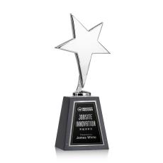 Tuscany Chrome Star on Tall Marble Base - Black - Metal Awards