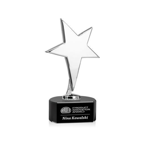 Awards and Trophies - Metal Awards - Tuscany Chrome Star on Paragon Base - Black