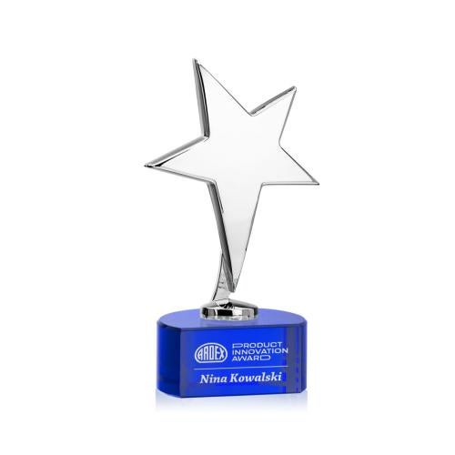 Awards and Trophies - Metal Awards - Tuscany Chrome Star on Paragon Base - Blue