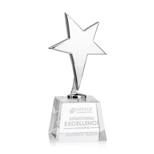 Awards and Trophies - Metal Awards - Tuscany Chrome Star on Robson Base - Clear