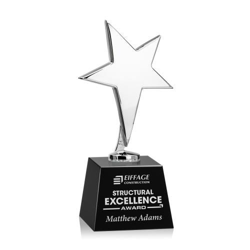 Awards and Trophies - Metal Awards - Tuscany Chrome Star on Robson Base - Black