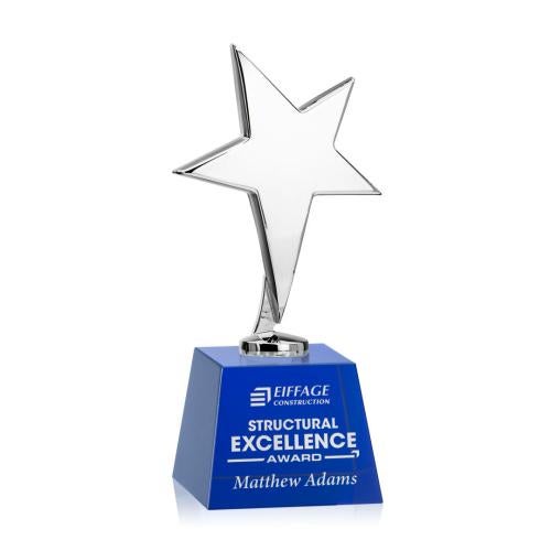 Awards and Trophies - Metal Awards - Tuscany Chrome Star on Robson Base - Blue