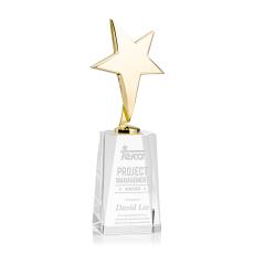 Tuscany Gold Star on Cairns Base - Clear - Metal Awards