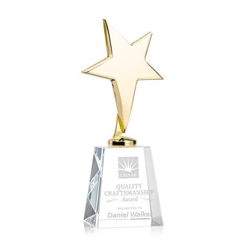Awards and Trophies - Metal Awards - Tuscany Gold Star on Celestina Base - Clear